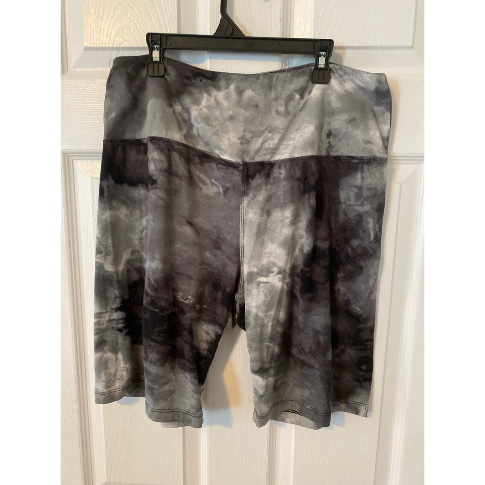 Hot Kiss Womens Plus Size 3X Biker Shorts Gray Black Tie Dye High Waist Athletic